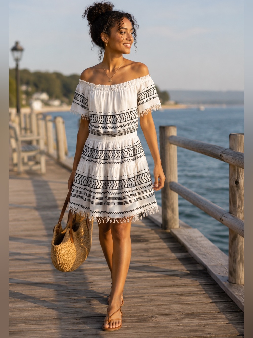 LEMLEM MAYA OFF THE SHOULDER EMBROIDERED DRESS MADE IN ETHIOPIA
